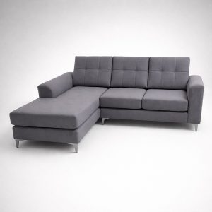 Sala tipo L, sala en L, Sala con cojines, sofá en L